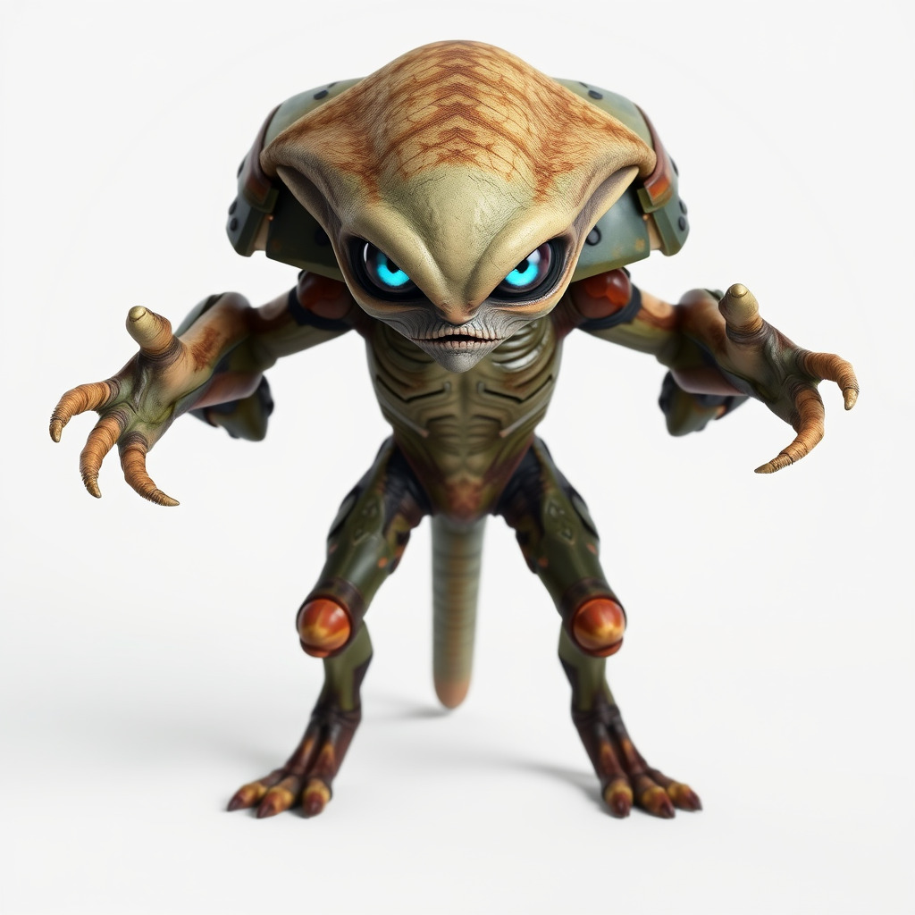 Alien Reptilian Warrior D Model Rigged GameReady Low-poly 3D model_2
