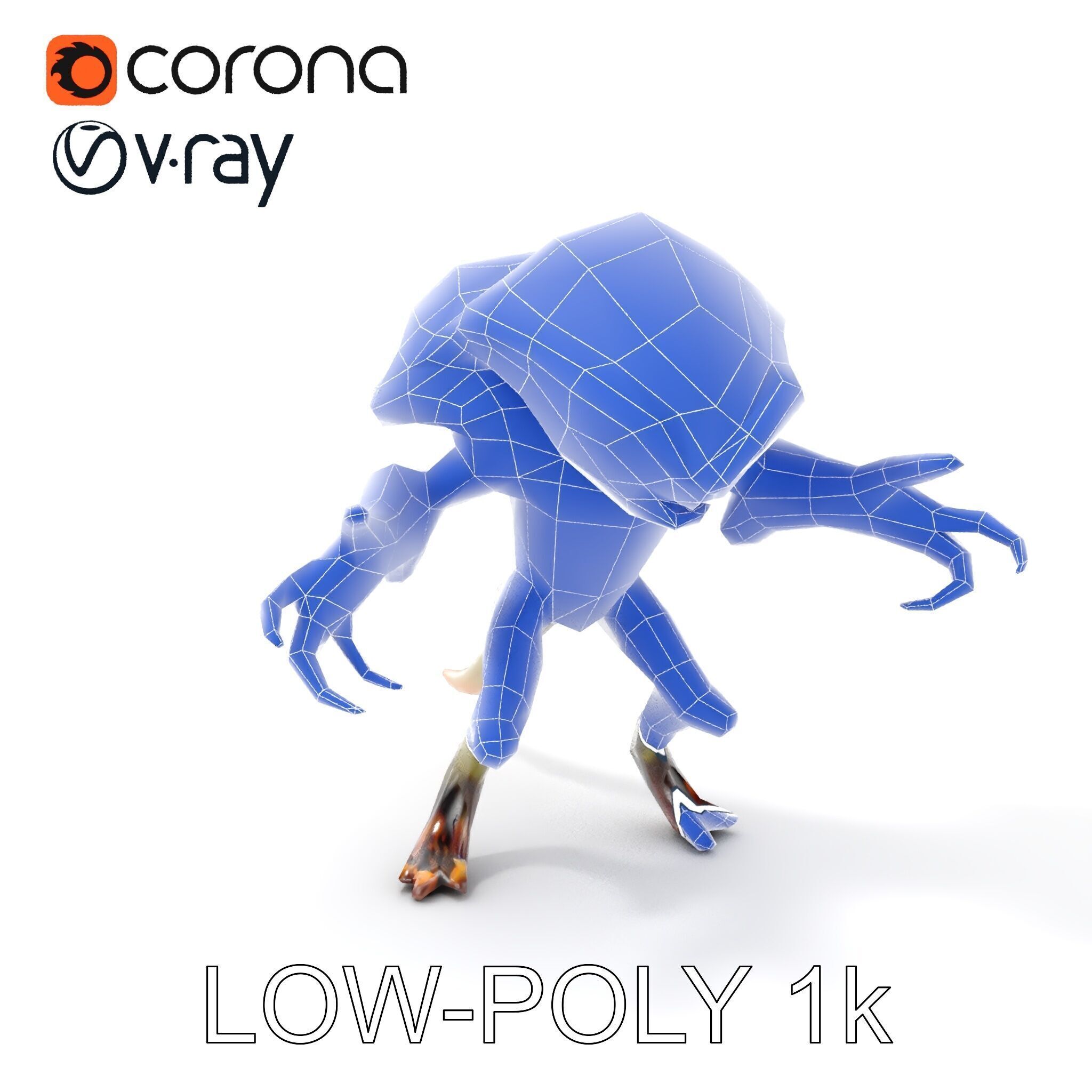 Alien Reptilian Warrior D Model Rigged GameReady Low-poly 3D model_24