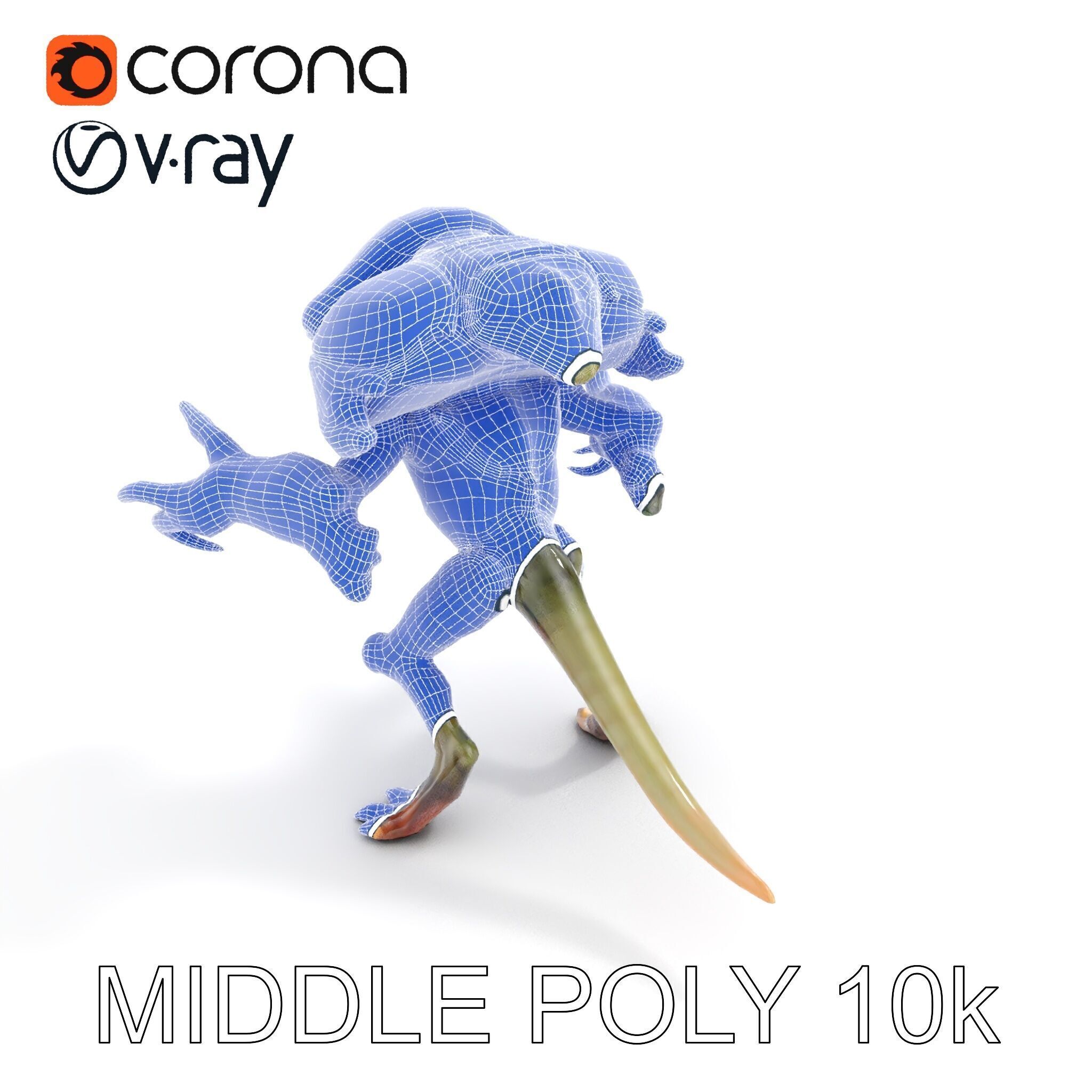 Alien Reptilian Warrior D Model Rigged GameReady Low-poly 3D model_23