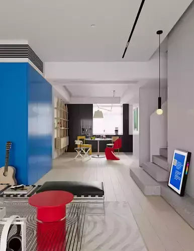 modern living room and dining room interior scenes 41