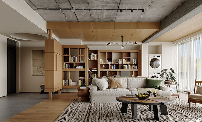 modern living room and dining room interior scenes 42 3D model