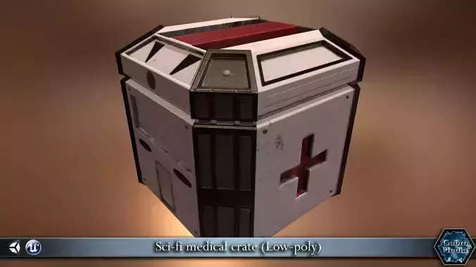 PBR Sci-fi medical crate Low-poly 3D model