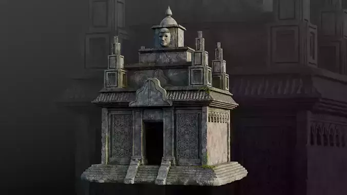 Ancient Stone Temple with Face