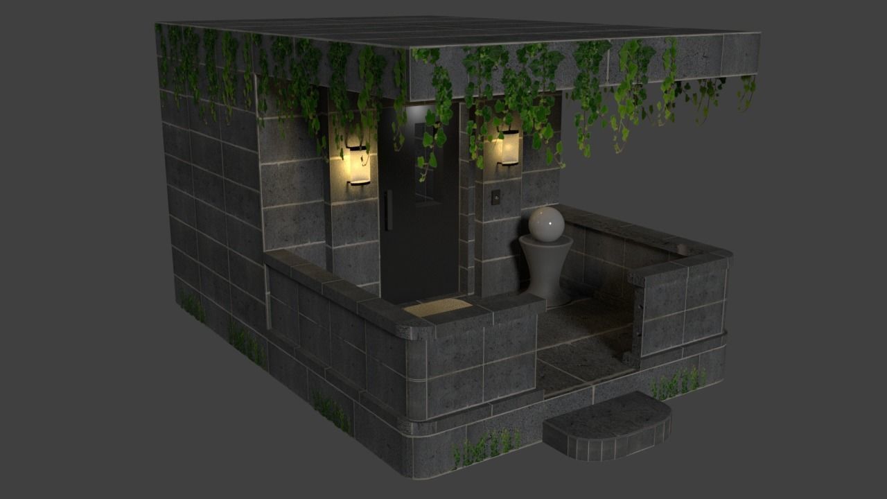 Modern House Entrance with Nature 3D model