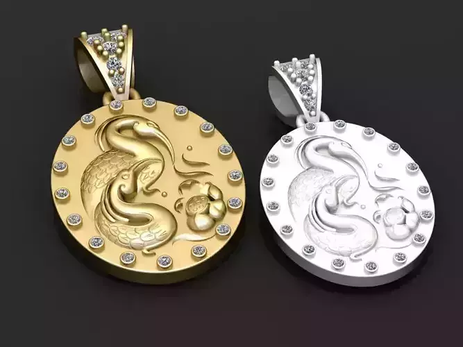 Silver Duck Shape Diamonds pendant  3D print model