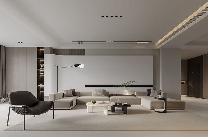 modern living room and dining room interior scenes 45 3D model