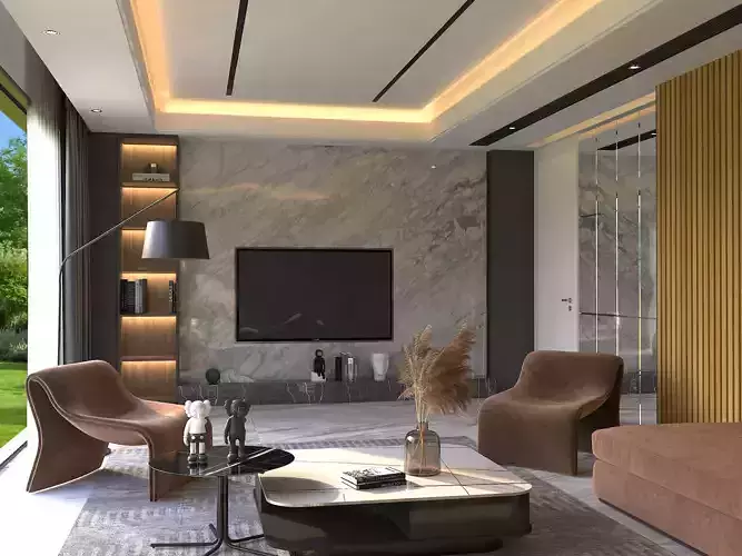 Modern Luxury Living Room Interior Design  3ds Max  V-Ray