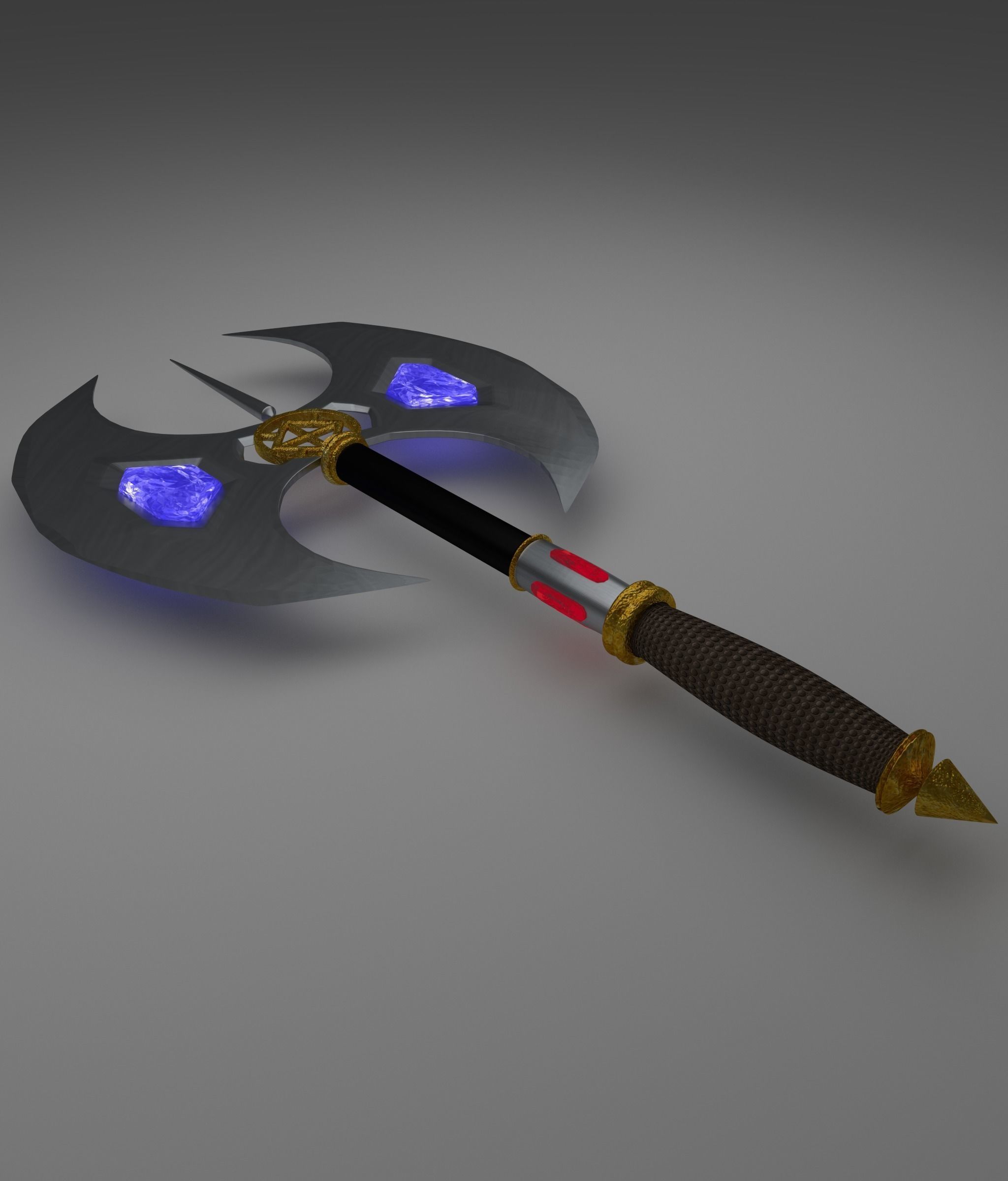 Fantasy Battle Axe Low-poly 3D model_0
