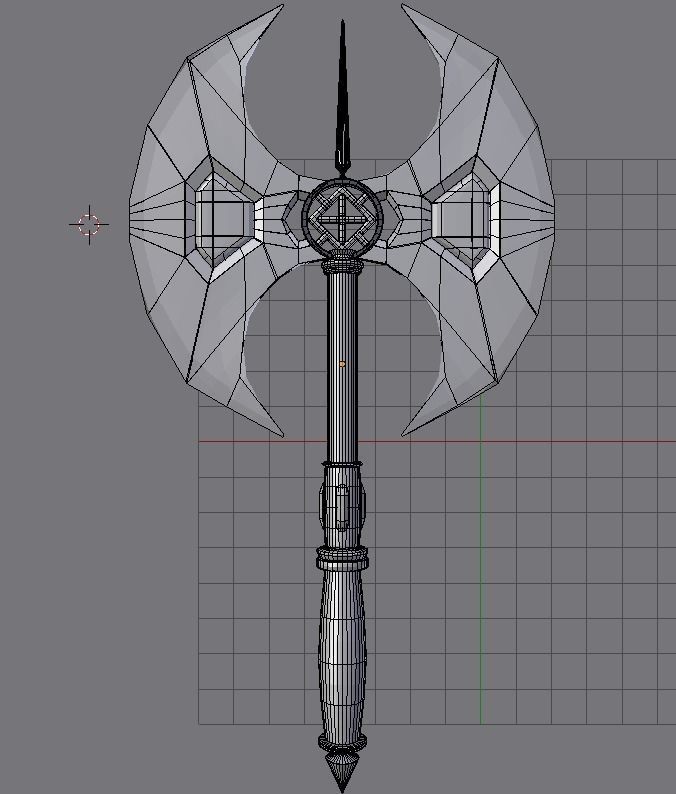 Fantasy Battle Axe Low-poly 3D model_3