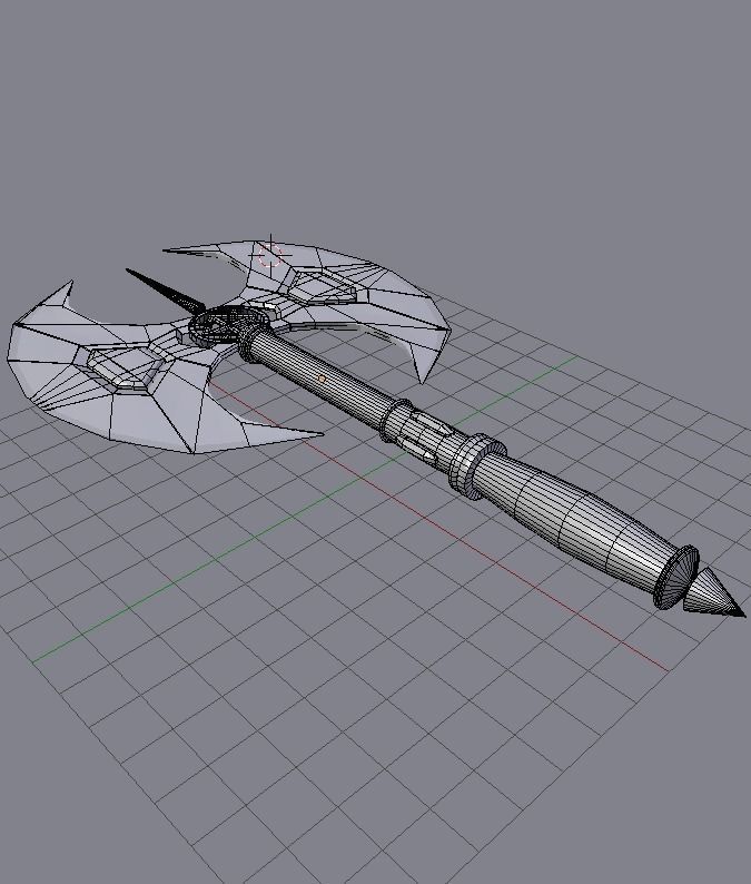 Fantasy Battle Axe Low-poly 3D model_1