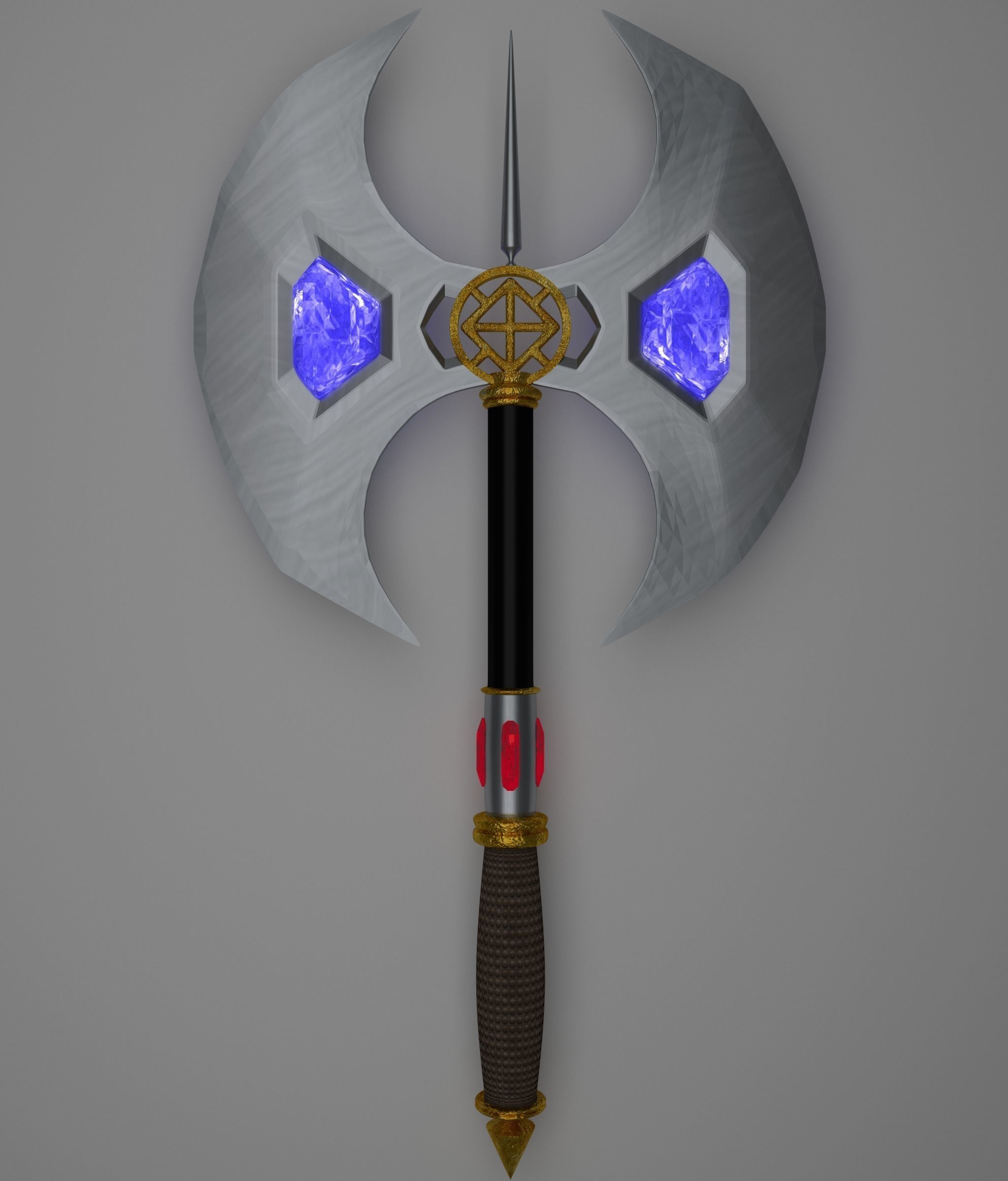 Fantasy Battle Axe Low-poly 3D model_2