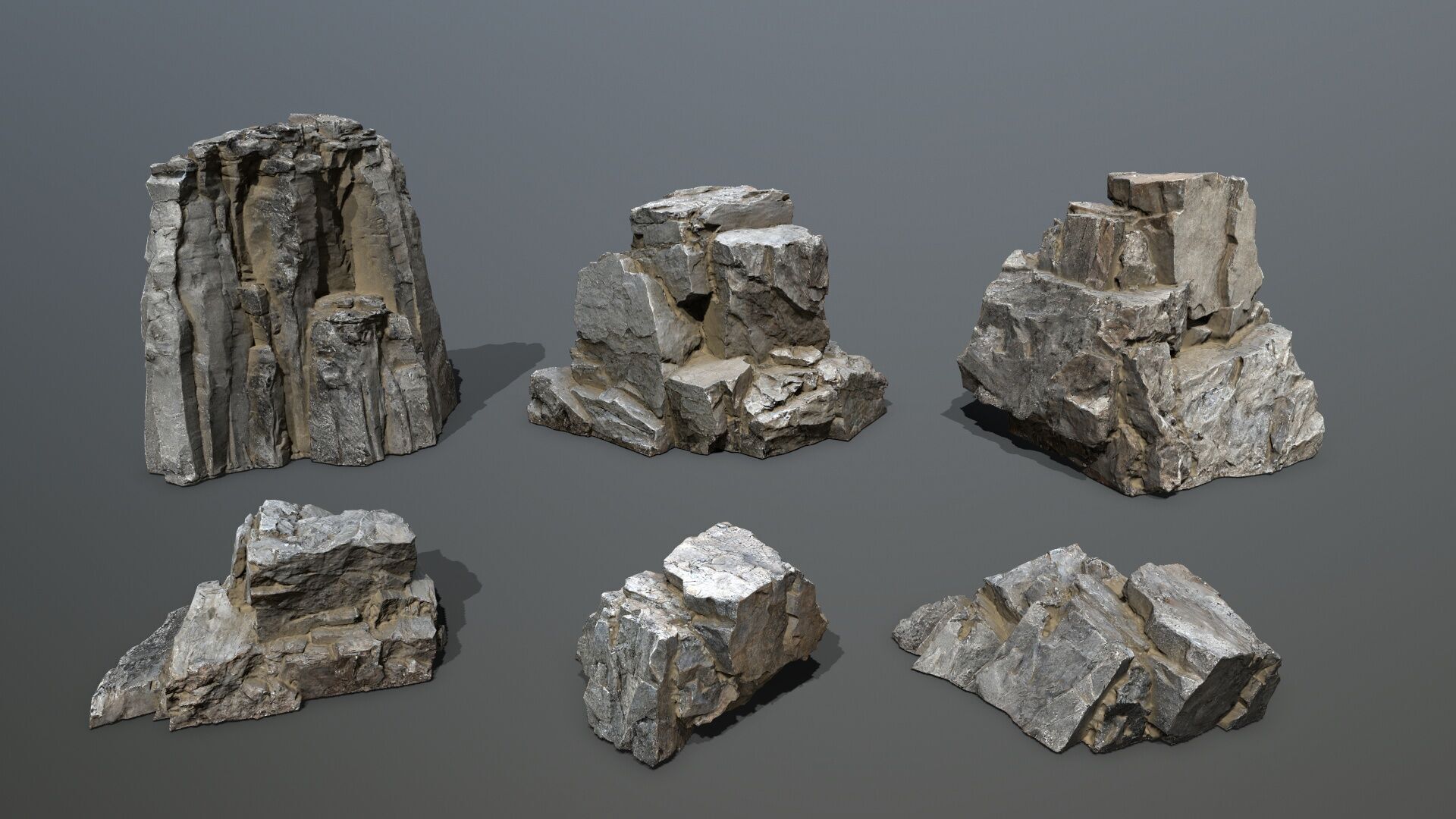 Rock Set Low-poly 3D model_2