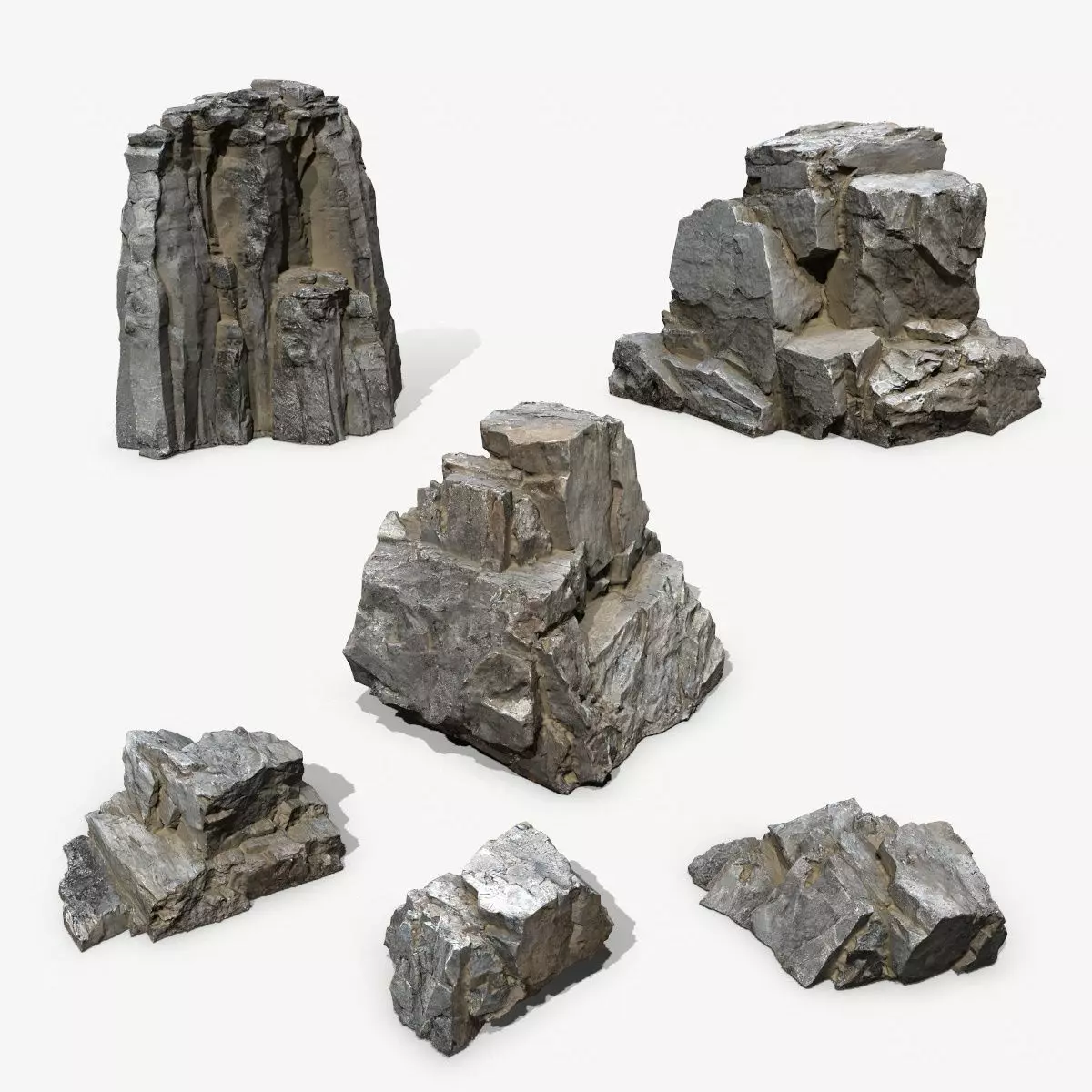 Rock Set Low-poly 3D model_0