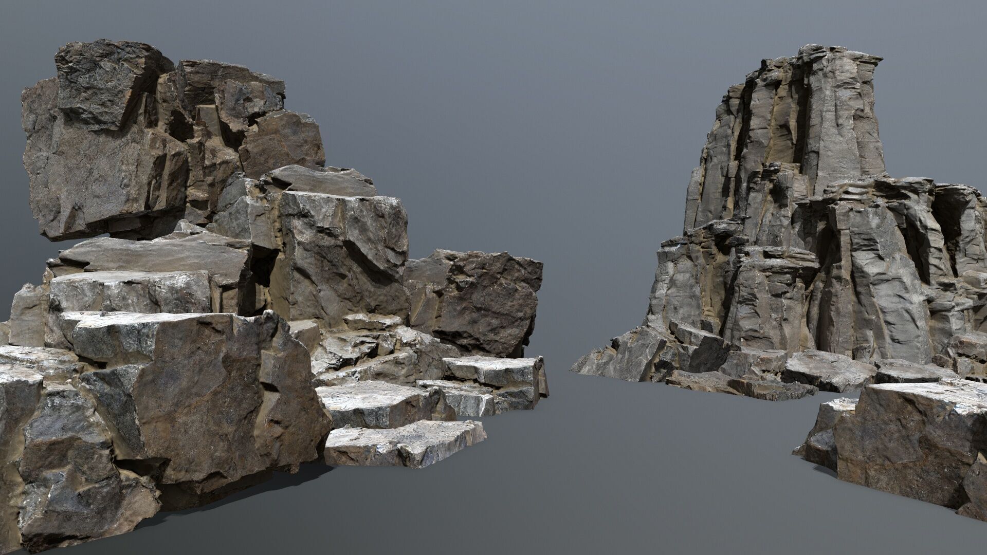 Rock Set Low-poly 3D model_1