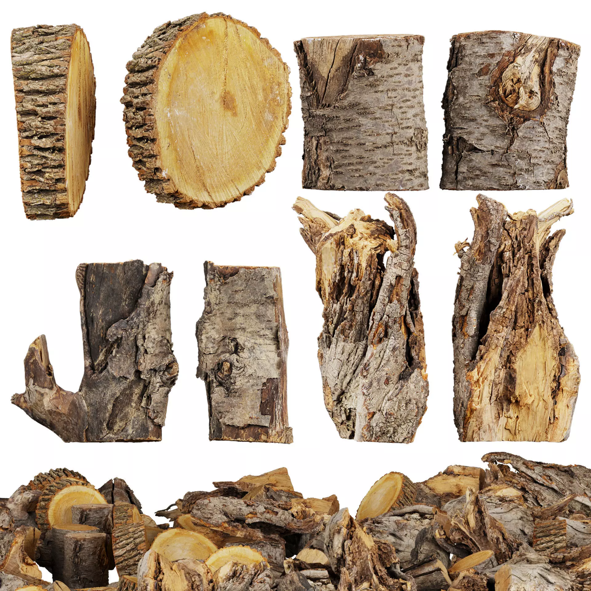 3D Scanned Wood 02 - High-Resolution - high poly - low poly 3D model