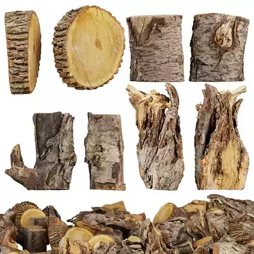  3D Scanned Wood 02 - High-Resolution - high poly - low poly