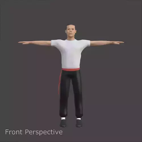 Asian Martial Arts Character in Kung Fu Outfit