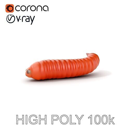 Cartoon Worm Model Pack for Interactive Applications Low-poly 3D model