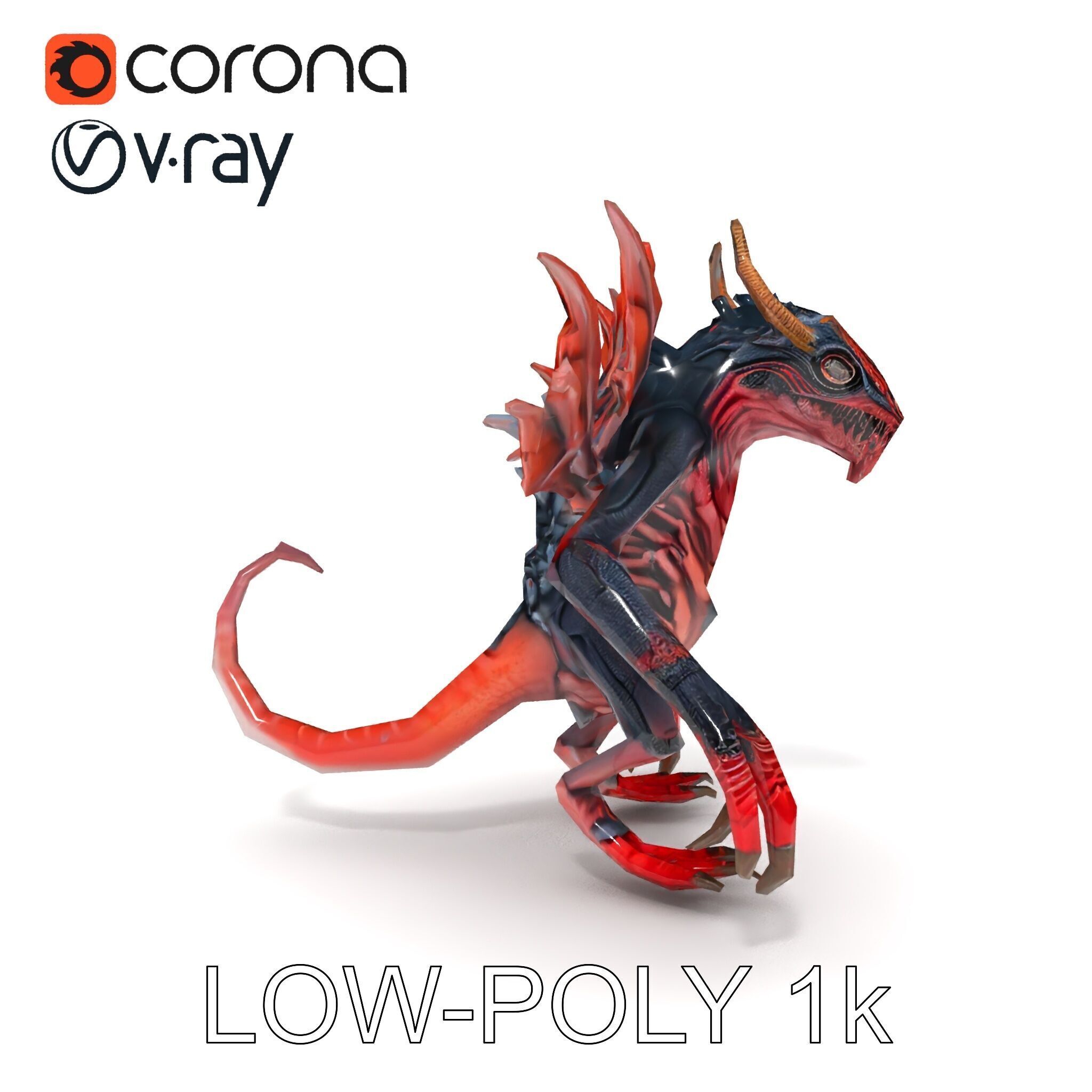 Fierce Dragon Creature Model Pack Low-poly 3D model_26