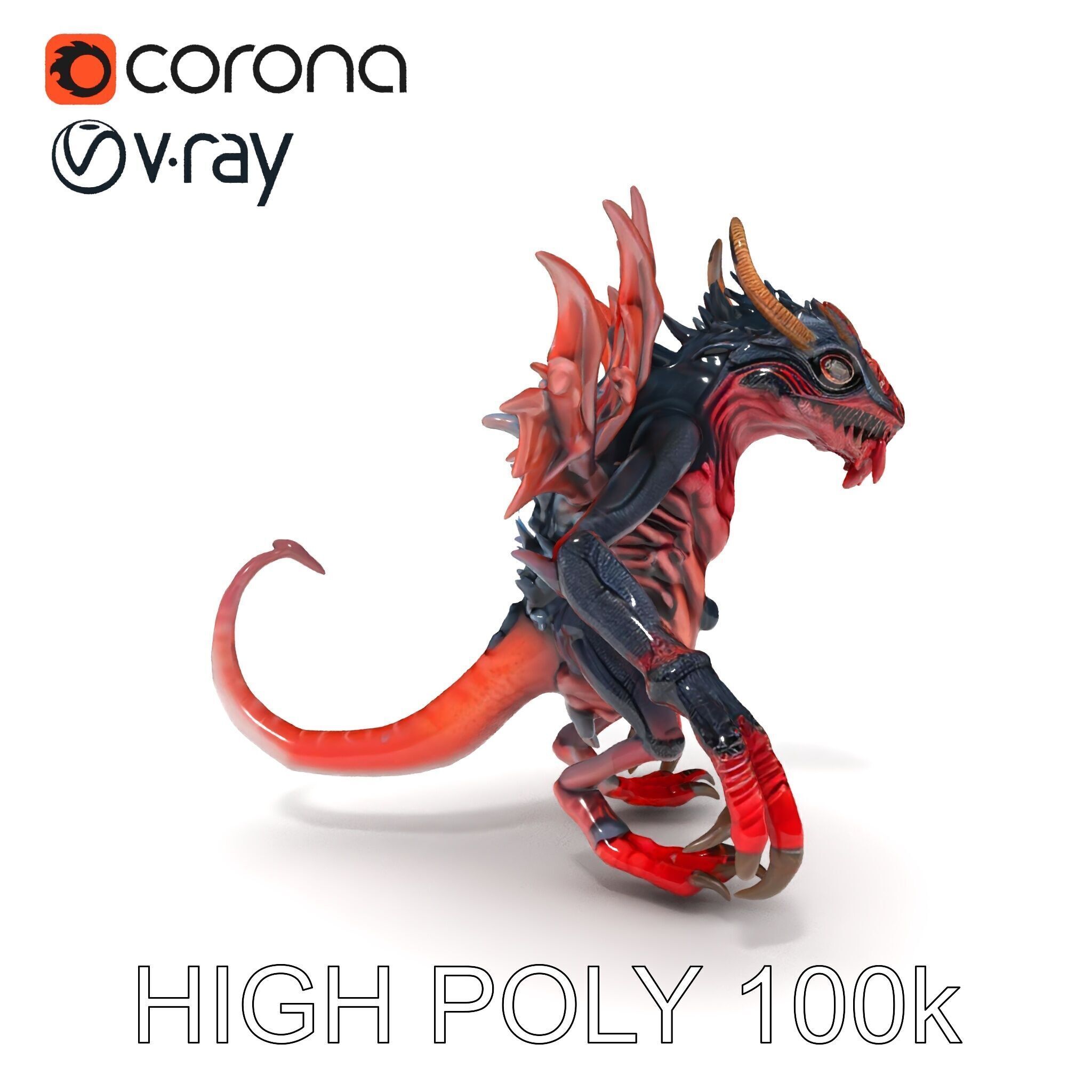 Fierce Dragon Creature Model Pack Low-poly 3D model_35
