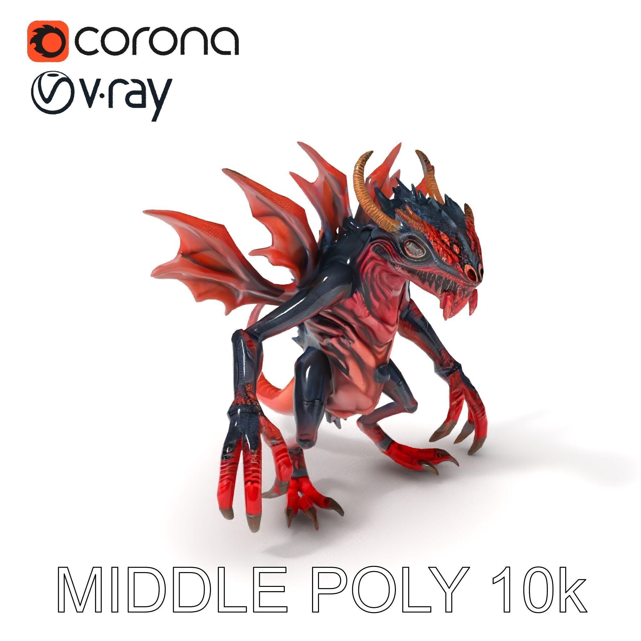 Fierce Dragon Creature Model Pack Low-poly 3D model_6