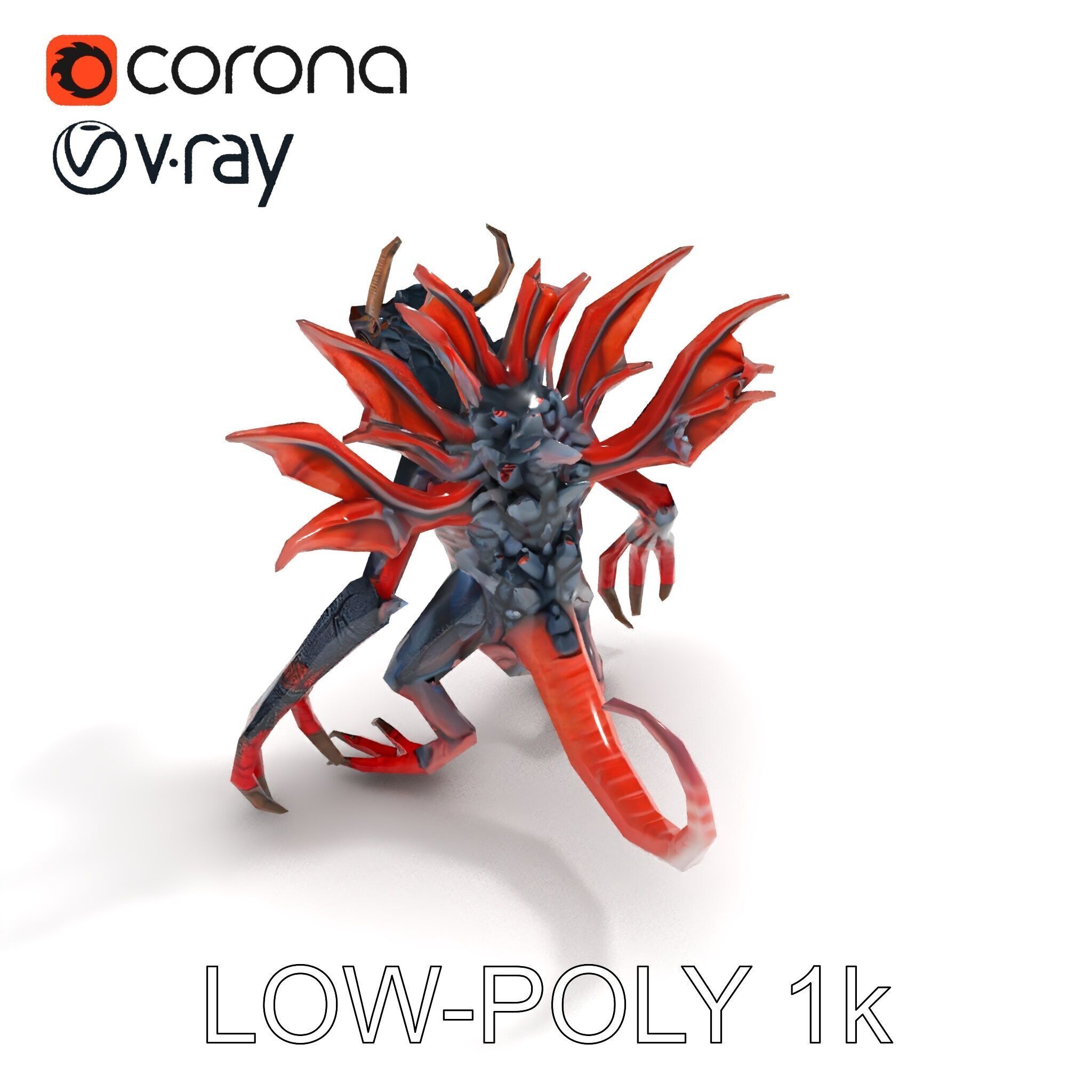 Fierce Dragon Creature Model Pack Low-poly 3D model_10