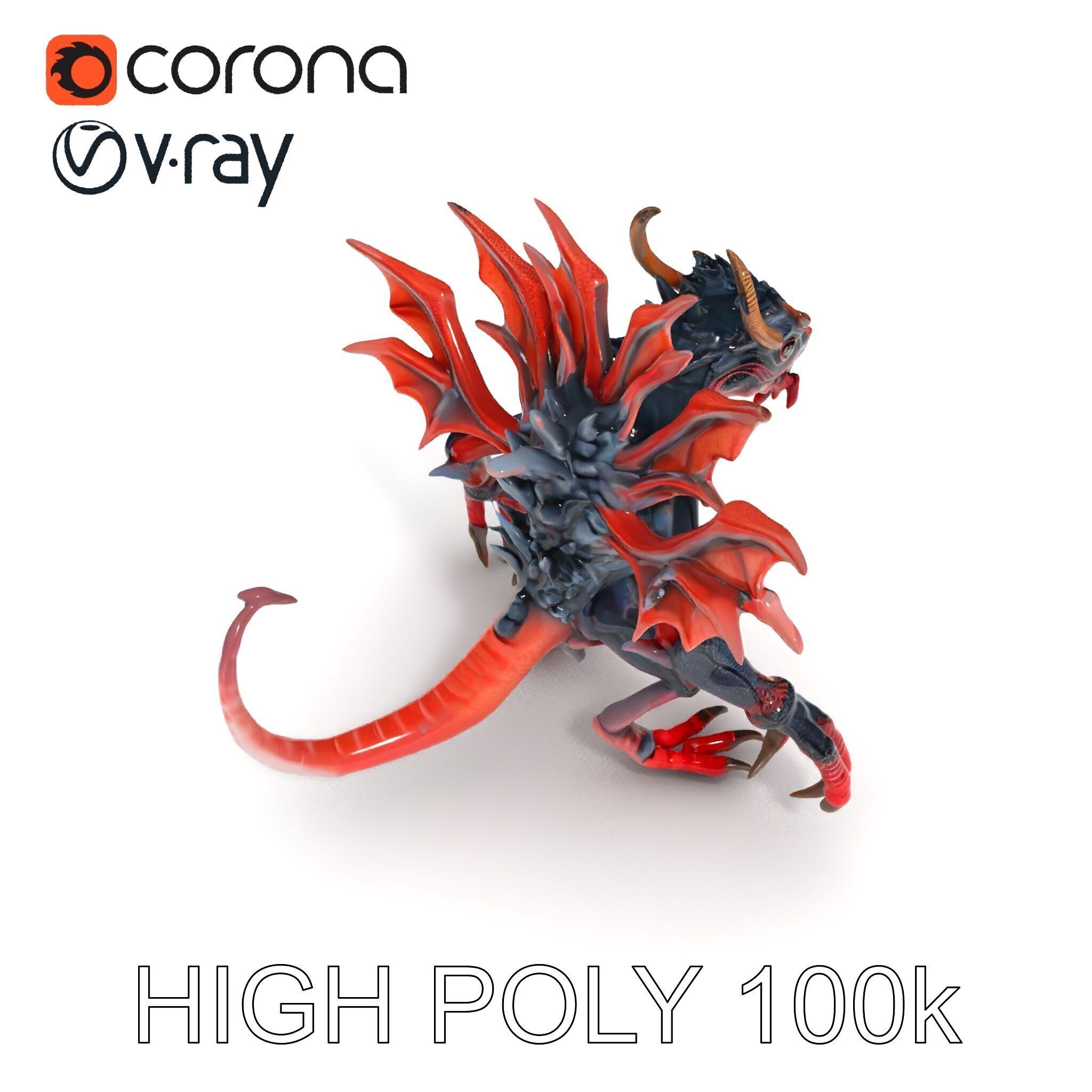 Fierce Dragon Creature Model Pack Low-poly 3D model_17