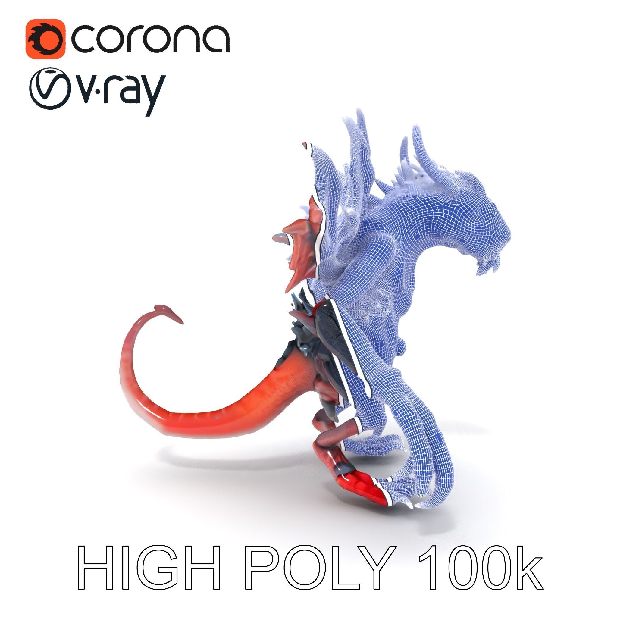 Fierce Dragon Creature Model Pack Low-poly 3D model_20