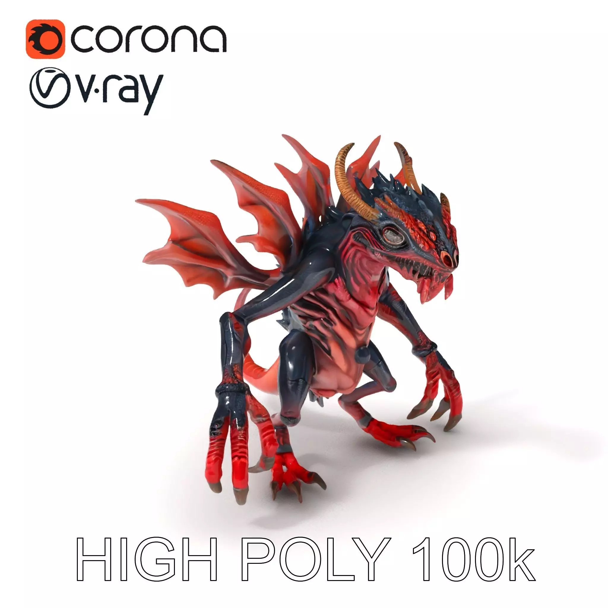 Fierce Dragon Creature Model Pack Low-poly 3D model_0