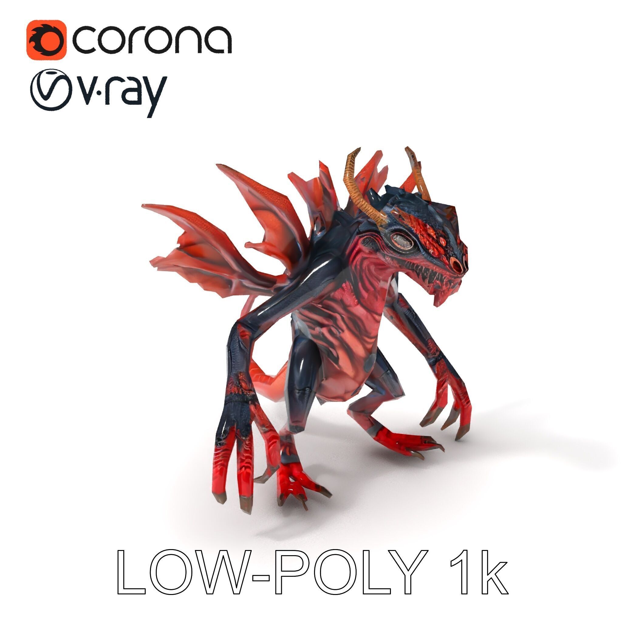 Fierce Dragon Creature Model Pack Low-poly 3D model_34