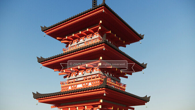 Japanese - Kiyomizu Red Pagoda 3D model