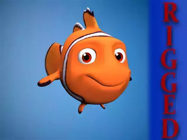 Rigged cartoon fish Low-poly 3D model