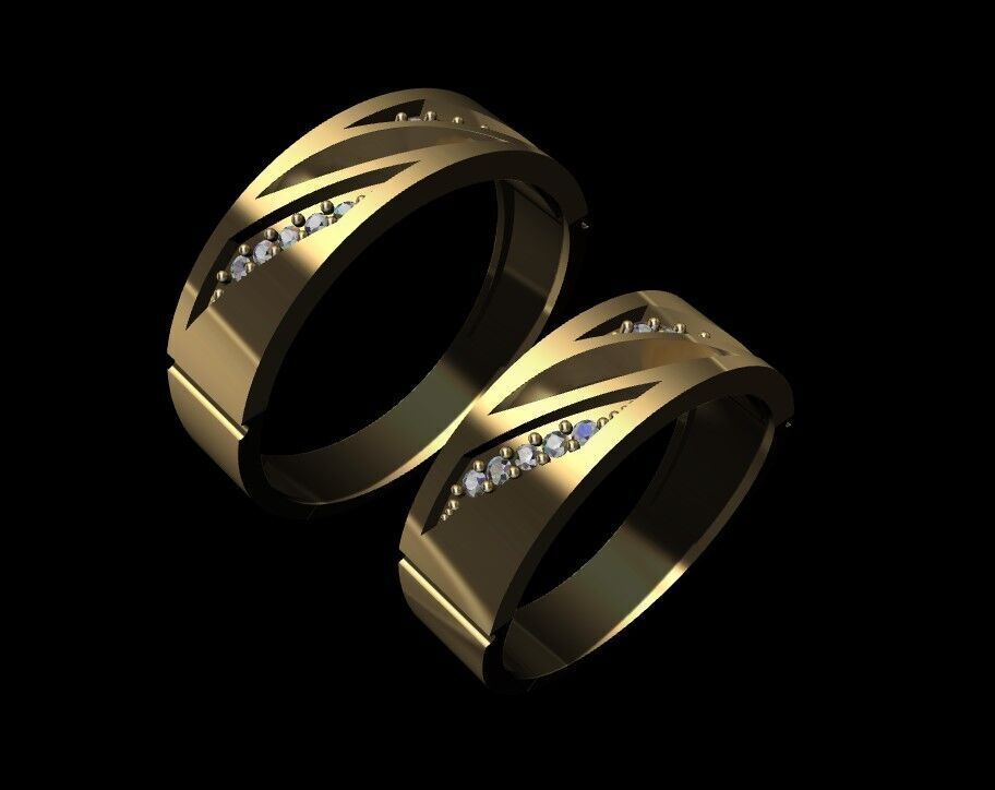 Wedding Ring Set 3D print model_1