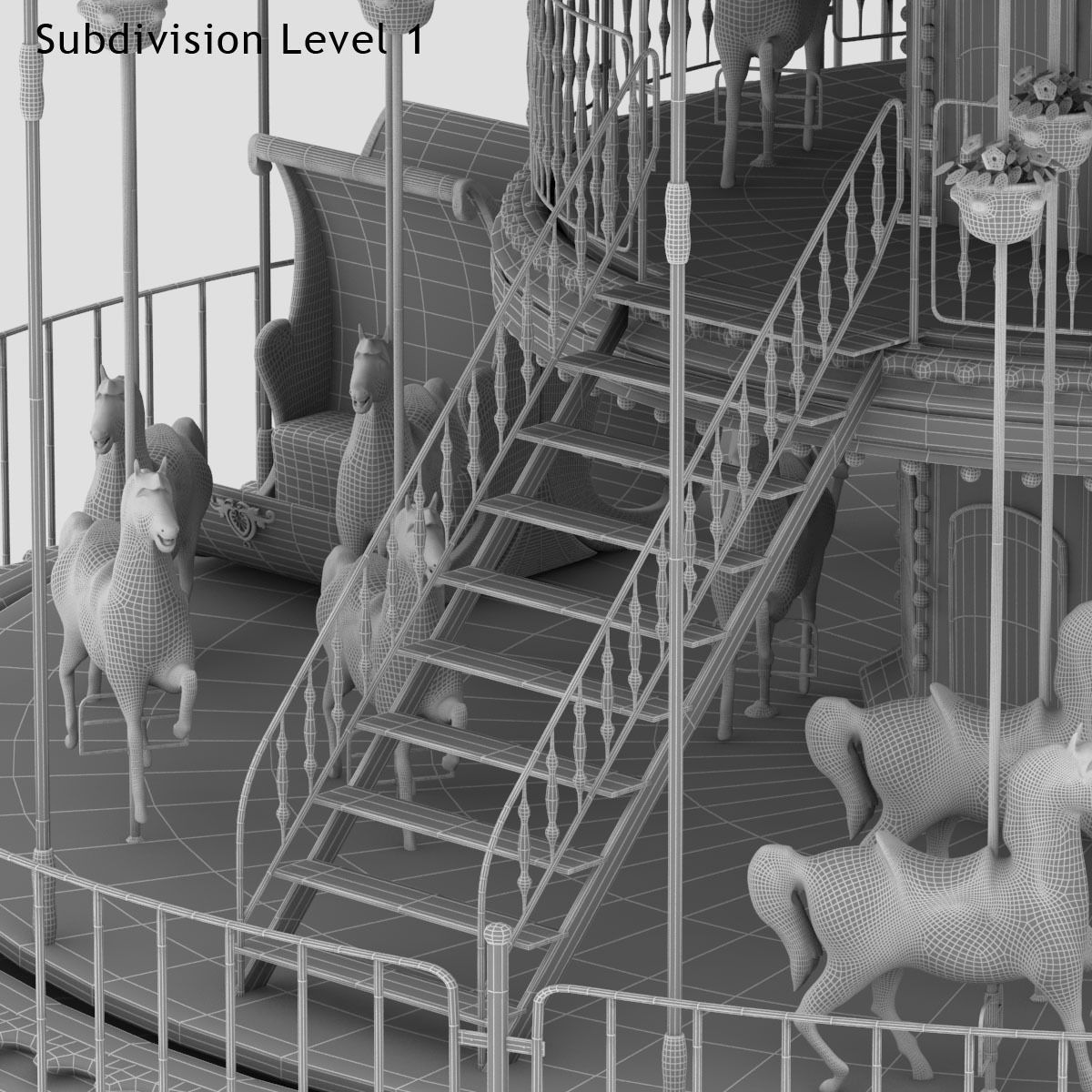 Carousel 02  Carrousel Elements architecture ride amusem 3D model_34