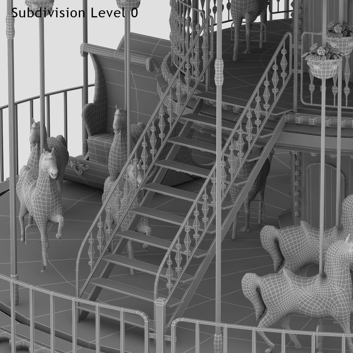 Carousel 02  Carrousel Elements architecture ride amusem 3D model_32