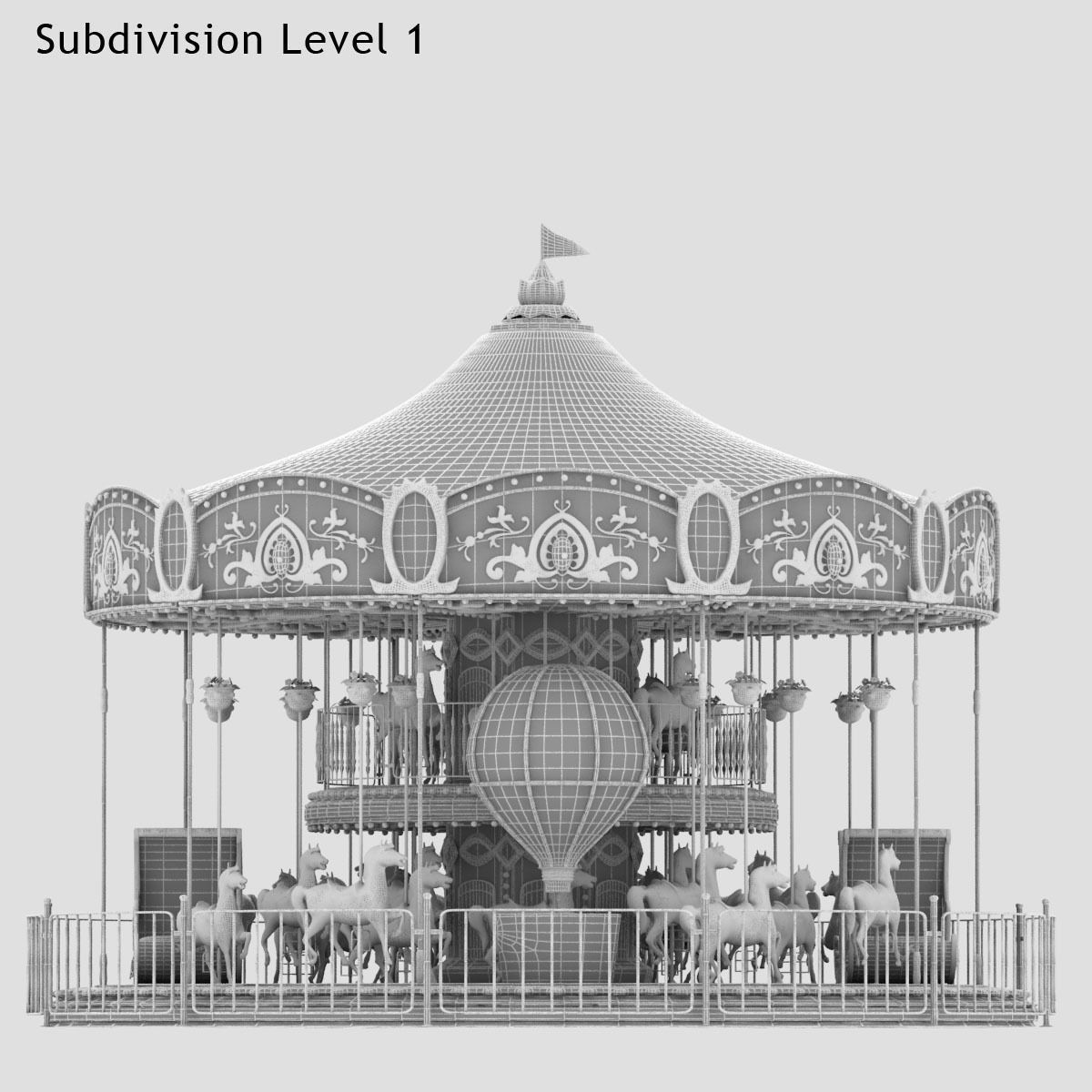 Carousel 02  Carrousel Elements architecture ride amusem 3D model_24