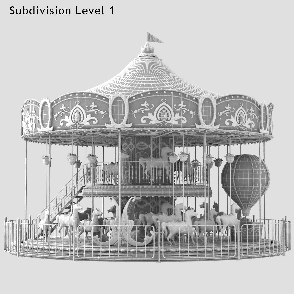 Carousel 02  Carrousel Elements architecture ride amusem 3D model_22