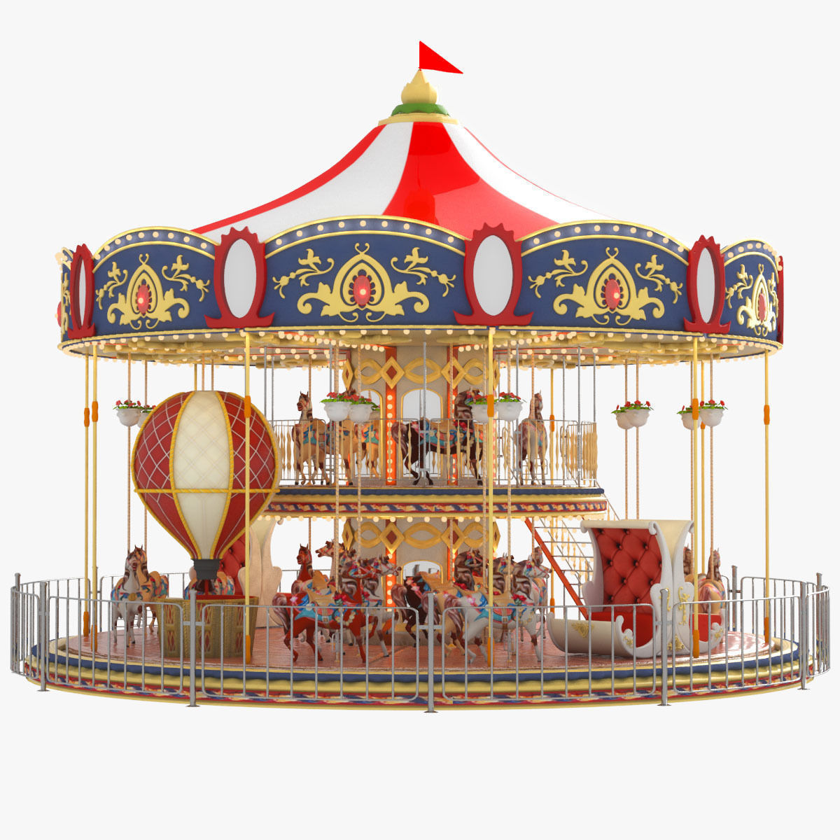 Carousel 02  Carrousel Elements architecture ride amusem 3D model_1