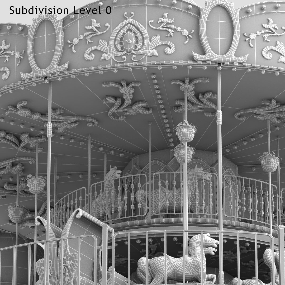 Carousel 02  Carrousel Elements architecture ride amusem 3D model_31