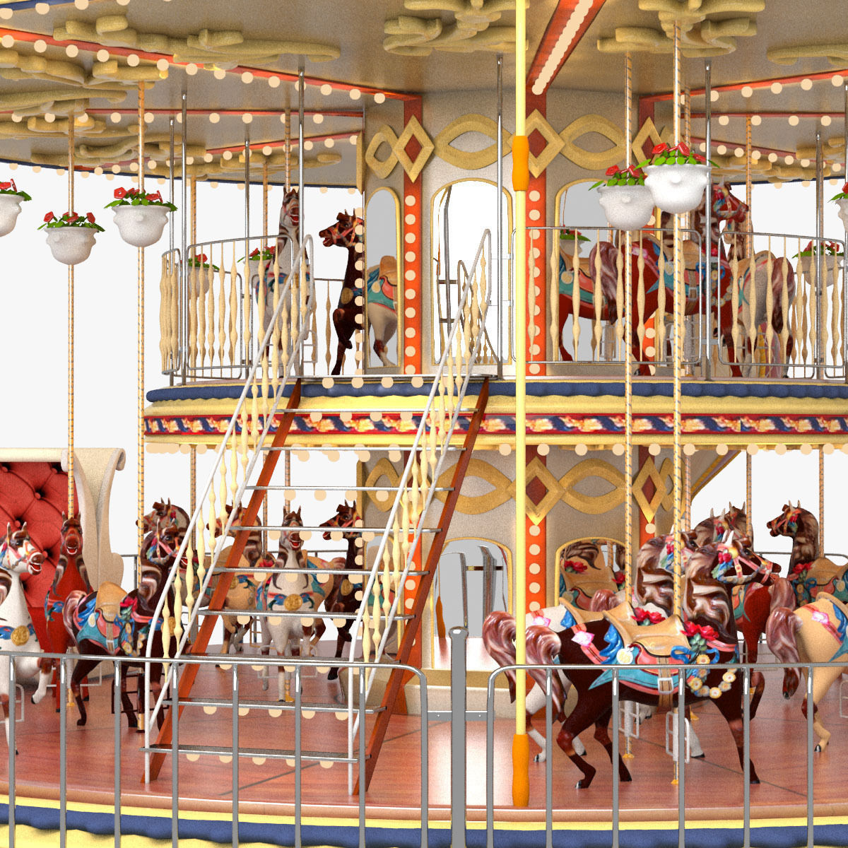 Carousel 02  Carrousel Elements architecture ride amusem 3D model_12