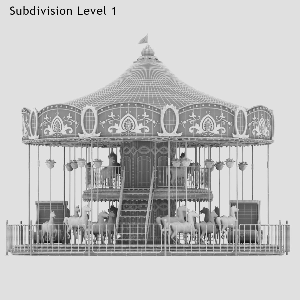 Carousel 02  Carrousel Elements architecture ride amusem 3D model_28