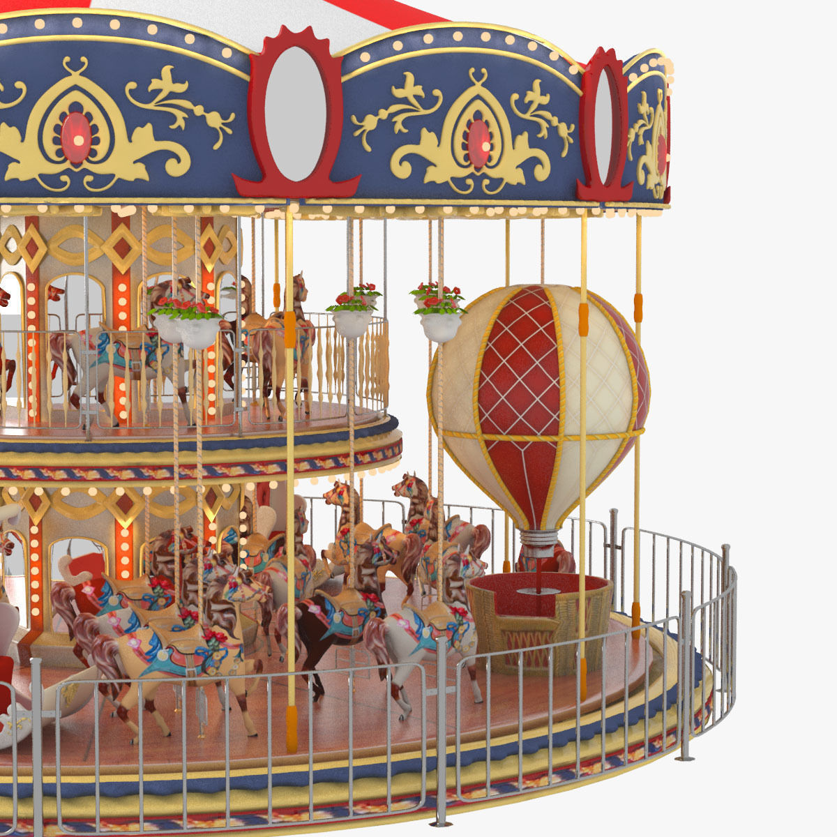 Carousel 02  Carrousel Elements architecture ride amusem 3D model_3
