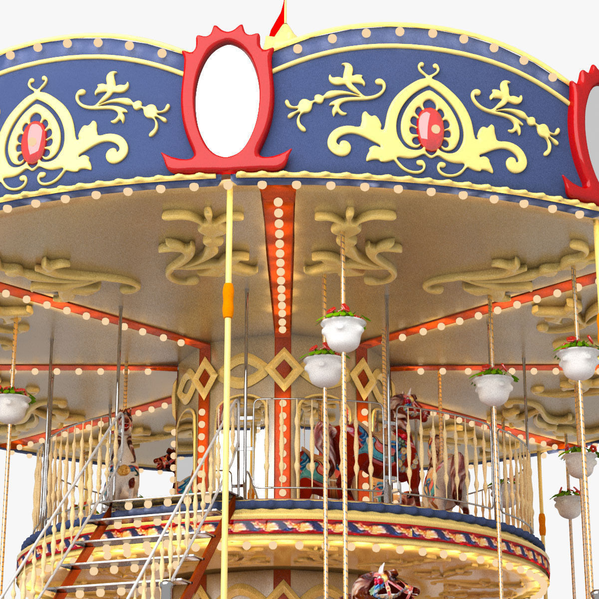 Carousel 02  Carrousel Elements architecture ride amusem 3D model_6
