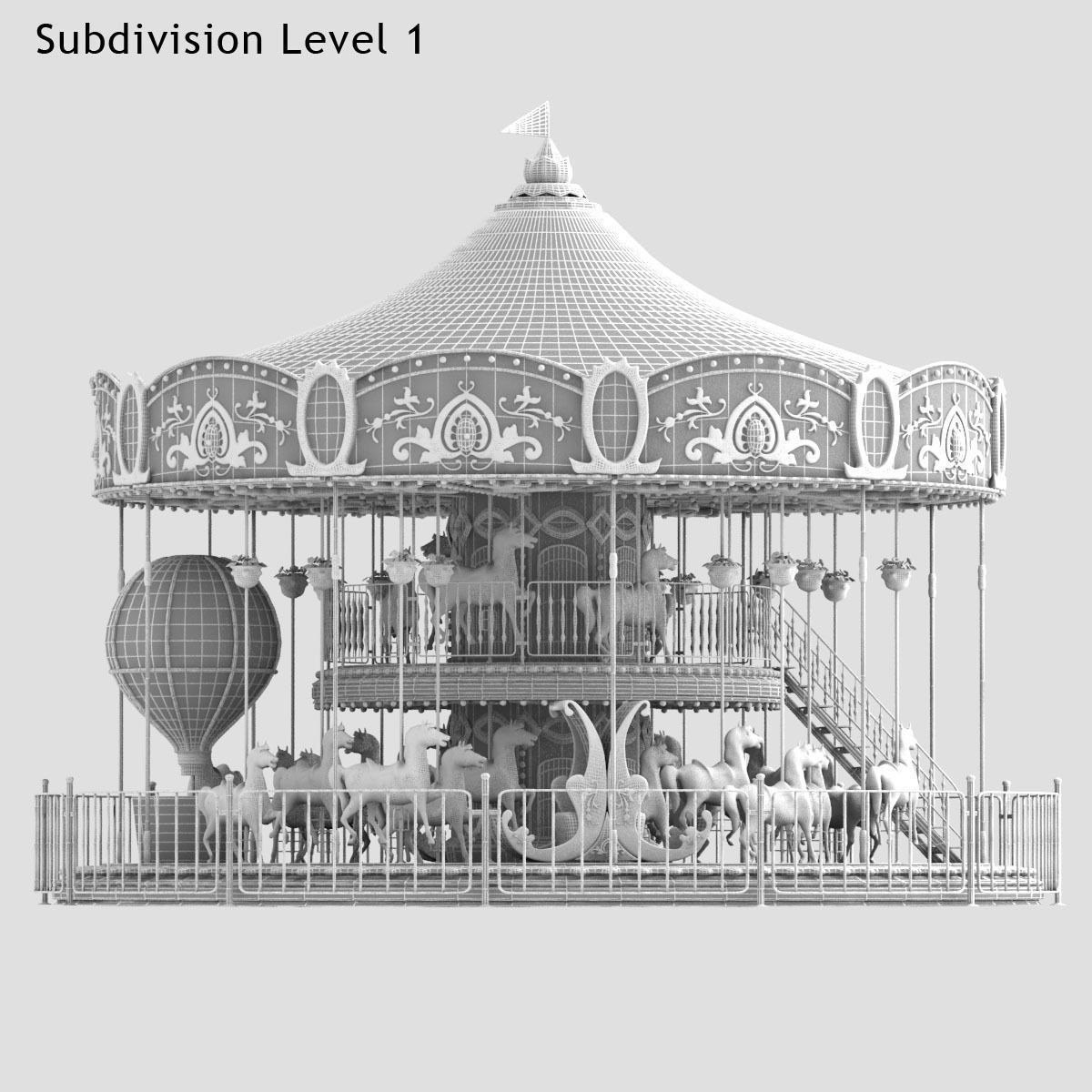 Carousel 02  Carrousel Elements architecture ride amusem 3D model_27