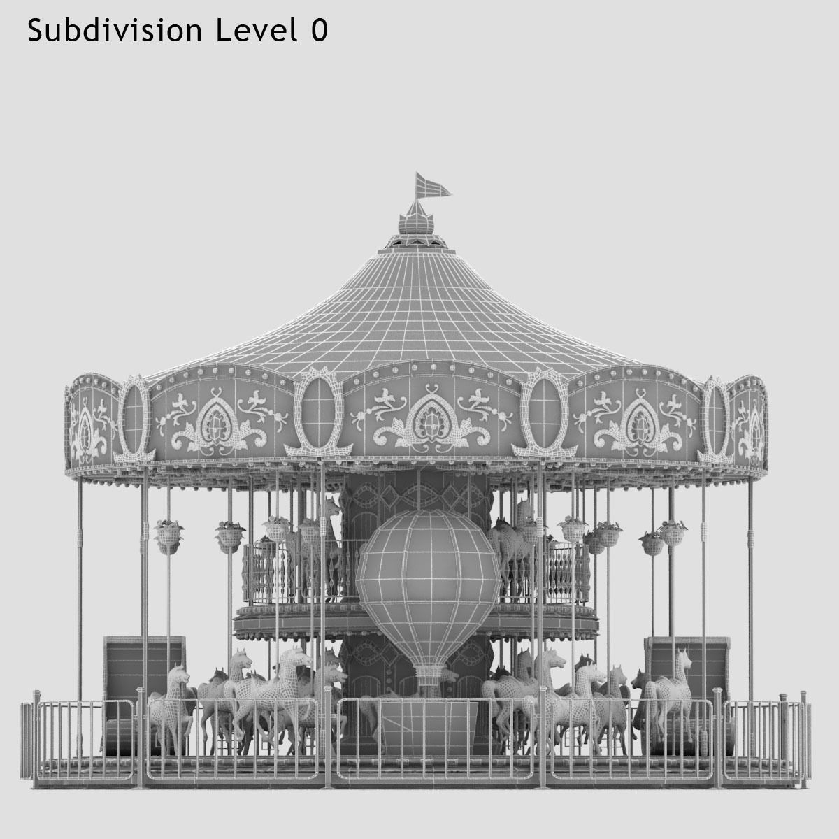 Carousel 02  Carrousel Elements architecture ride amusem 3D model_29