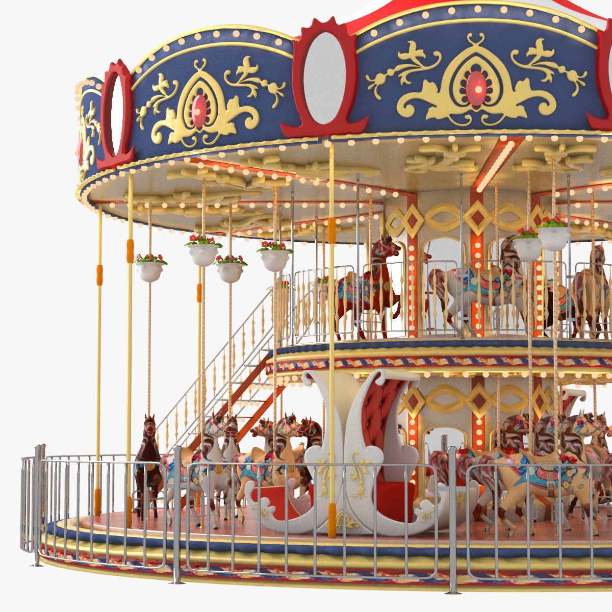 Carousel 02  Carrousel Elements architecture ride amusem 3D model_14