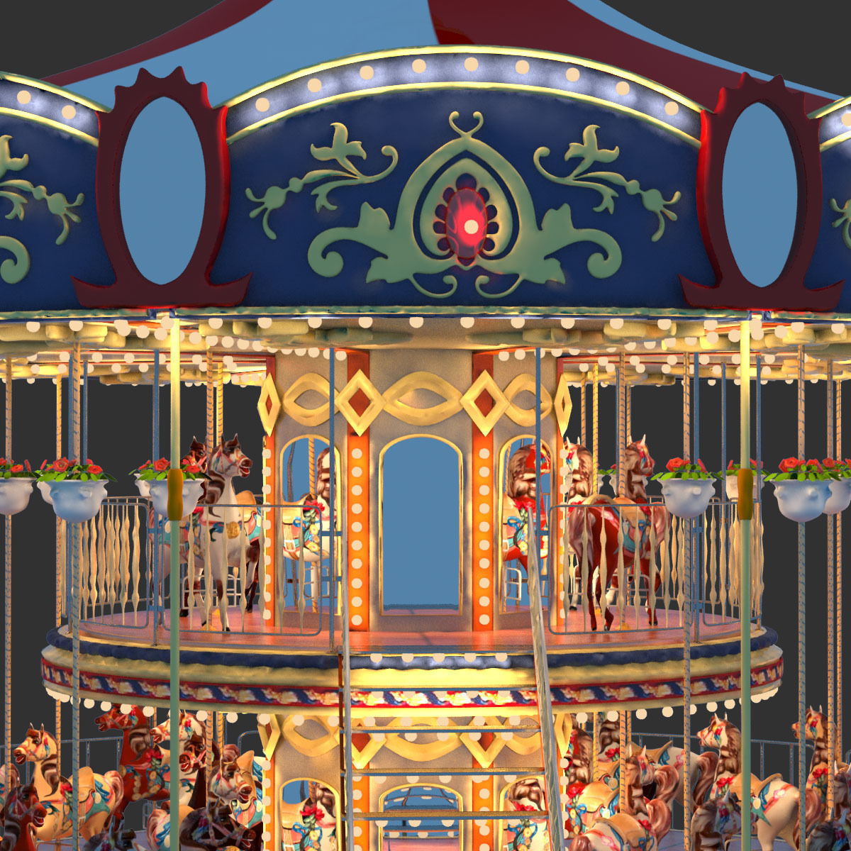 Carousel 02  Carrousel Elements architecture ride amusem 3D model_23
