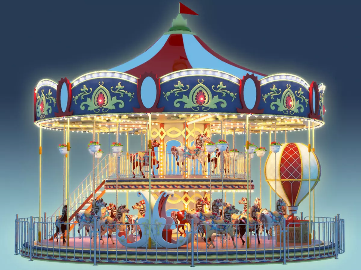 Carousel 02  Carrousel Elements architecture ride amusem 3D model_0