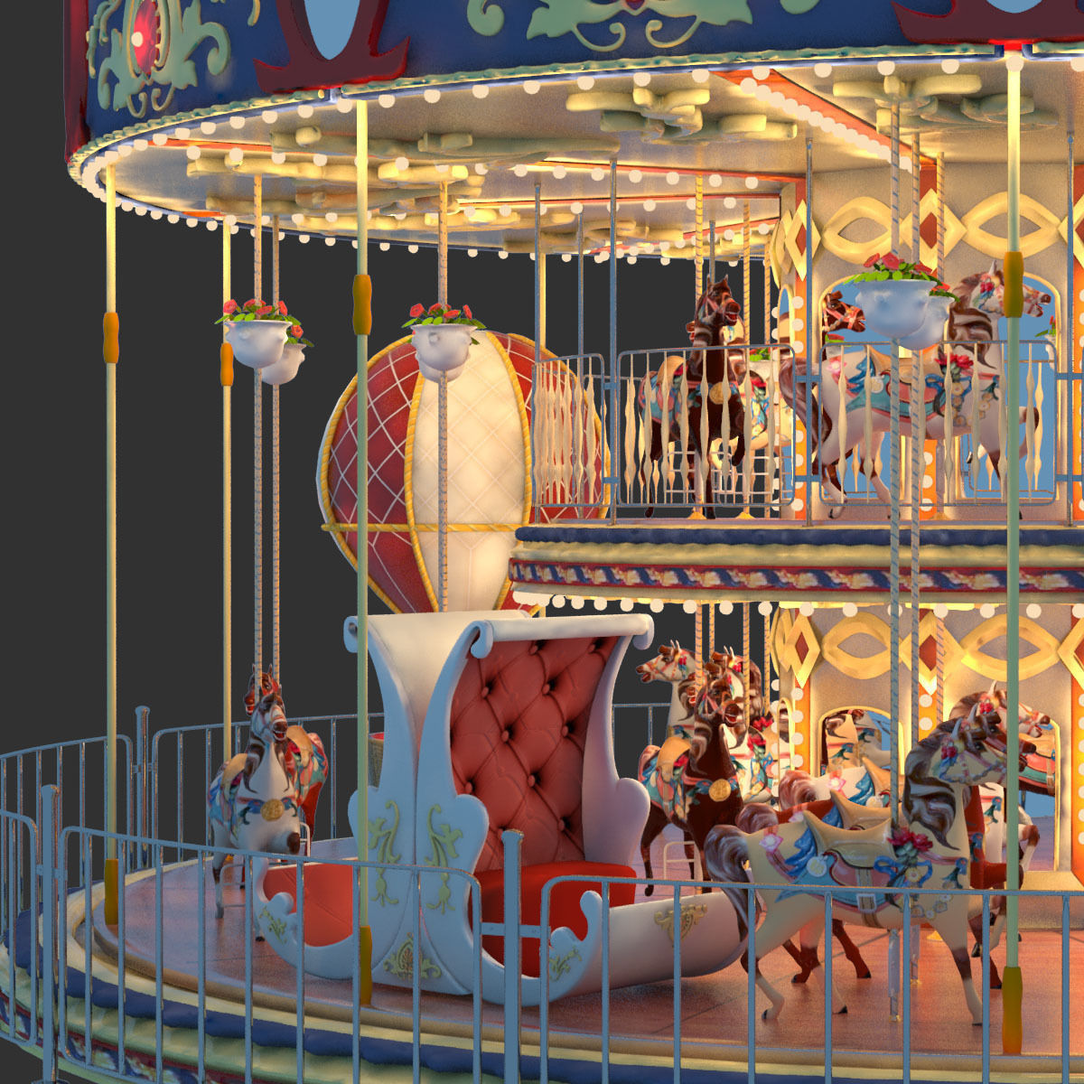 Carousel 02  Carrousel Elements architecture ride amusem 3D model_20