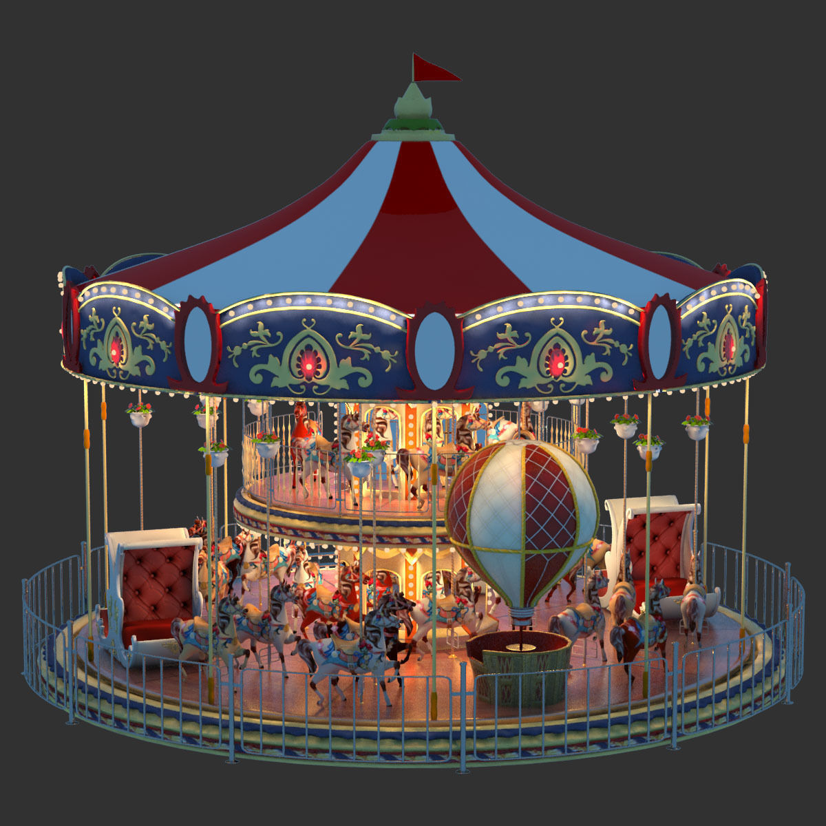 Carousel 02  Carrousel Elements architecture ride amusem 3D model_15